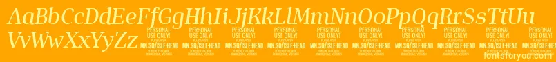 IsleHeadMe i PERSONAL Font – Yellow Fonts on Orange Background