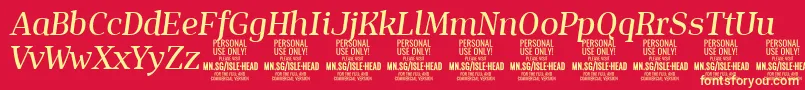 IsleHeadMe i PERSONAL Font – Yellow Fonts on Red Background