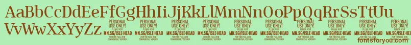 IsleHeadMe PERSONAL Font – Brown Fonts on Green Background