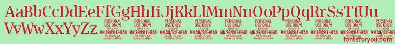 Шрифт IsleHeadMe PERSONAL – красные шрифты на зелёном фоне