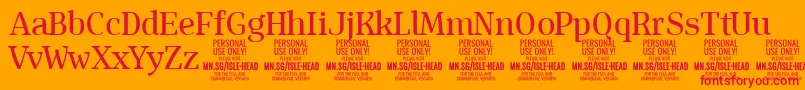 Шрифт IsleHeadMe PERSONAL – красные шрифты на оранжевом фоне