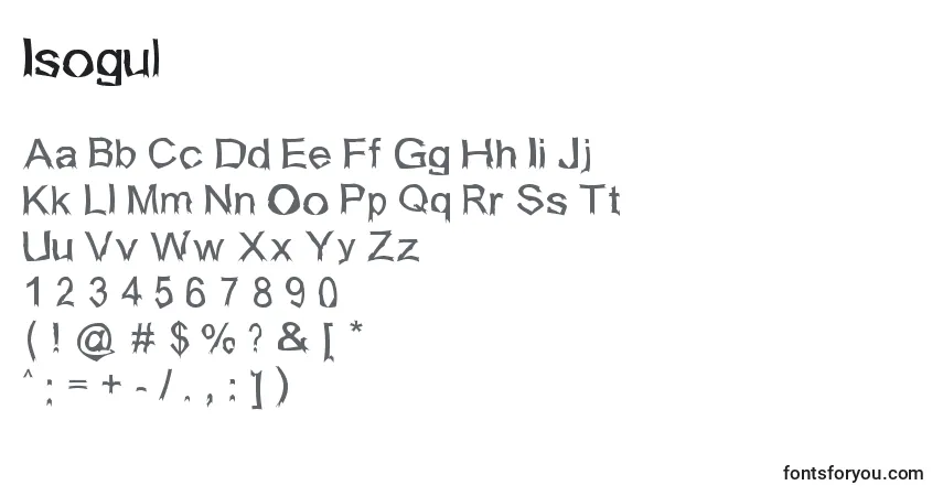 Schriftart Isogul (130560) – Alphabet, Zahlen, spezielle Symbole
