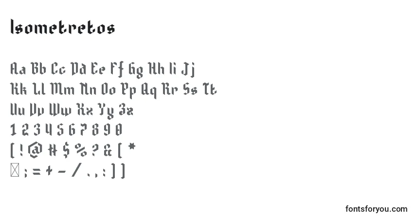 A fonte Isometretos – alfabeto, números, caracteres especiais