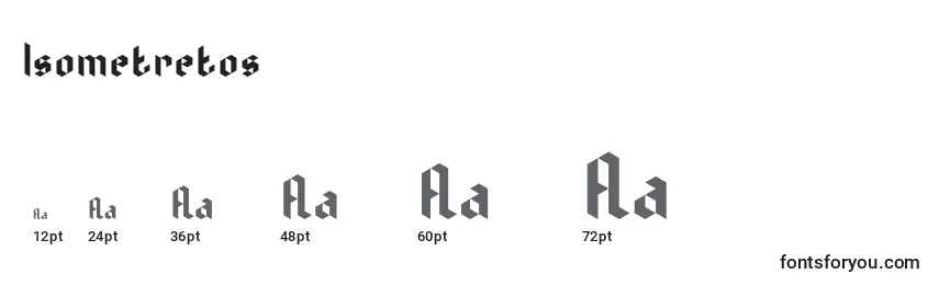 Размеры шрифта Isometretos
