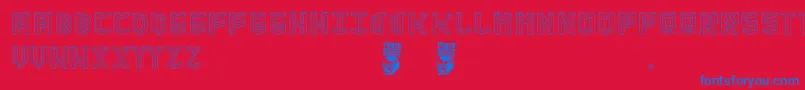 Isometria Club-Schriftart – Blaue Schriften auf rotem Hintergrund