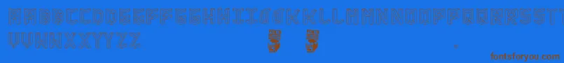 Isometria Club-Schriftart – Braune Schriften auf blauem Hintergrund