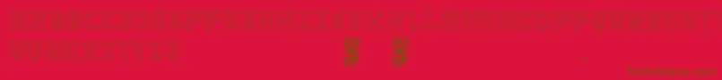 Isometria Club Font – Brown Fonts on Red Background
