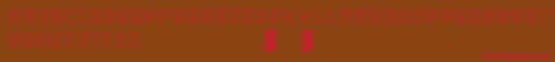 Isometria Club Font – Red Fonts on Brown Background