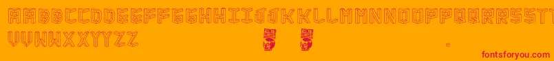 Isometria Club-fontti – punaiset fontit oranssilla taustalla