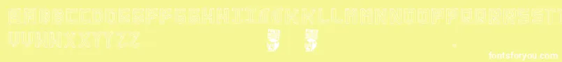 フォントIsometria Club – 黄色い背景に白い文字