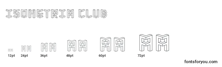 Isometria Club Font Sizes