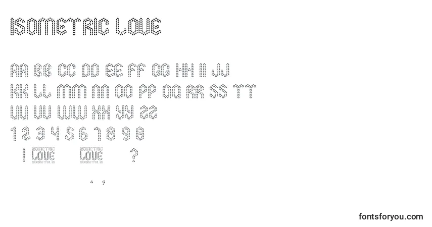 A fonte Isometric Love – alfabeto, números, caracteres especiais