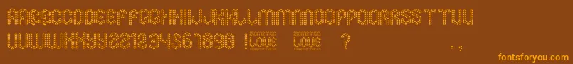 Isometric Love-Schriftart – Orangefarbene Schriften auf braunem Hintergrund