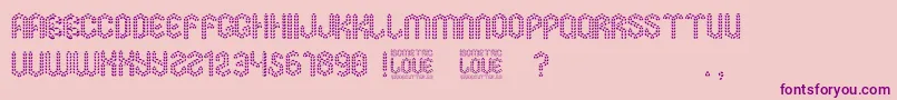 Isometric Love-Schriftart – Violette Schriften auf rosa Hintergrund