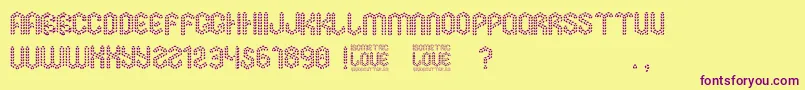 Isometric Love-Schriftart – Violette Schriften auf gelbem Hintergrund