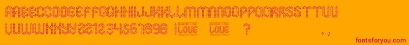 Fonte Isometric Love – fontes vermelhas em um fundo laranja