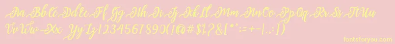issabeta Script Font – Yellow Fonts on Pink Background