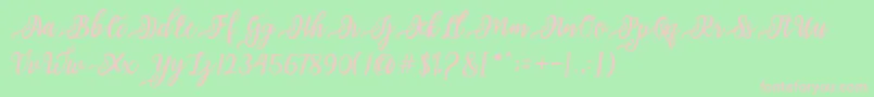 issabeta Script Font – Pink Fonts on Green Background