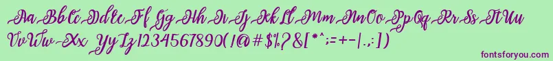 issabeta Script-Schriftart – Violette Schriften auf grünem Hintergrund