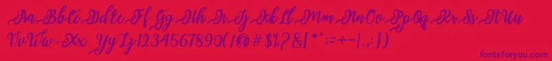 issabeta Script-fontti – violetit fontit punaisella taustalla