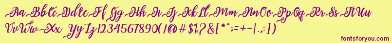 issabeta Script-Schriftart – Violette Schriften auf gelbem Hintergrund