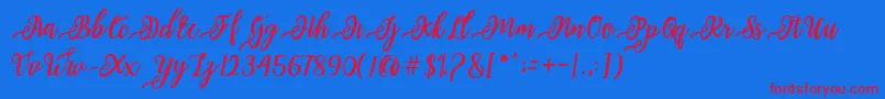 issabeta Script Font – Red Fonts on Blue Background