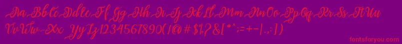 issabeta Script Font – Red Fonts on Purple Background