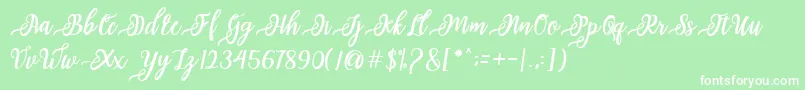 フォントissabeta Script – 緑の背景に白い文字