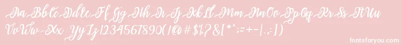 issabeta Script-Schriftart – Weiße Schriften auf rosa Hintergrund