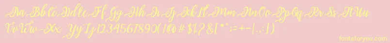 issabeta Script Font – Yellow Fonts on Pink Background