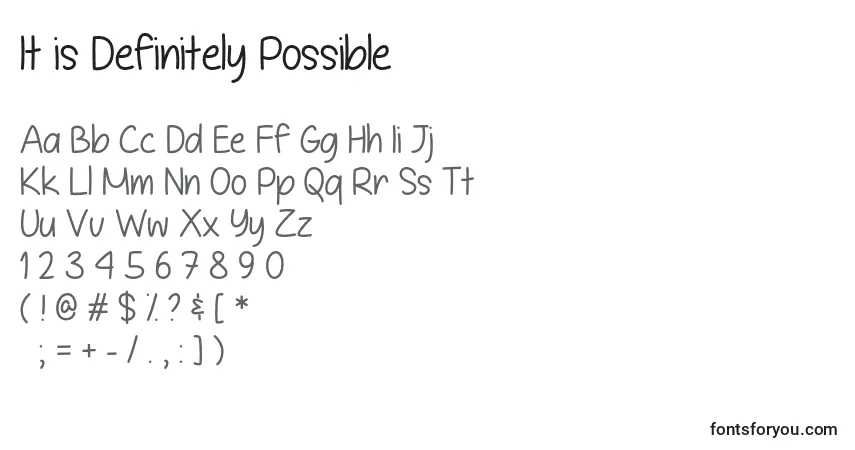 A fonte It is Definitely Possible   – alfabeto, números, caracteres especiais