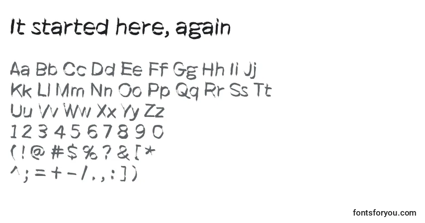 A fonte It started here, again – alfabeto, números, caracteres especiais