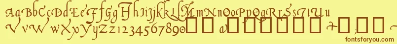 Fonte Italian Cursive, 14th c – fontes marrons em um fundo amarelo