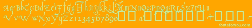Italian Cursive, 14th c Font – Green Fonts on Orange Background
