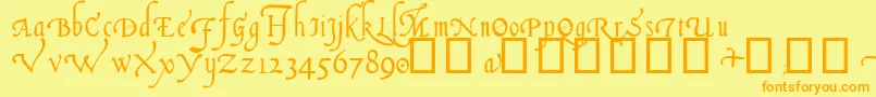 Italian Cursive, 14th c Font – Orange Fonts on Yellow Background