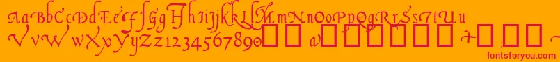 fuente Italian Cursive, 14th c – Fuentes Rojas Sobre Fondo Naranja