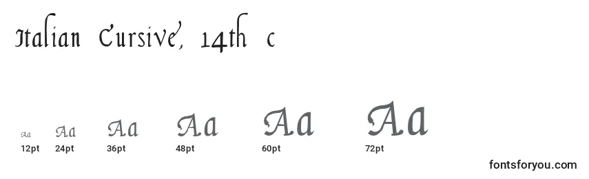 Größen der Schriftart Italian Cursive, 14th c