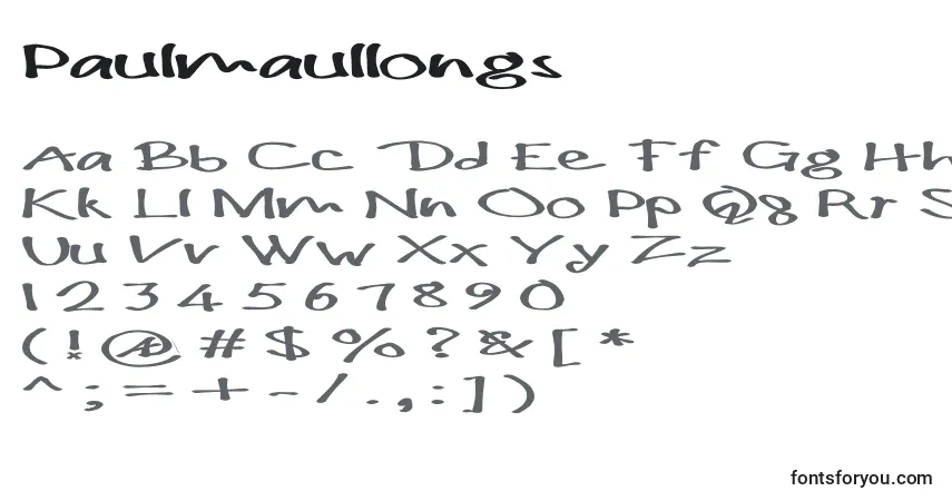Schriftart Paulmaullongs – Alphabet, Zahlen, spezielle Symbole
