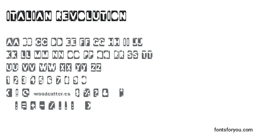 Fuente Italian Revolution - alfabeto, números, caracteres especiales