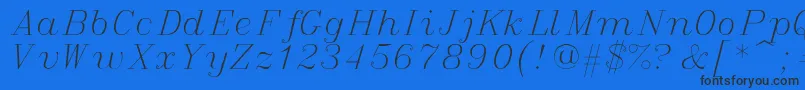 italic-Schriftart – Schwarze Schriften auf blauem Hintergrund