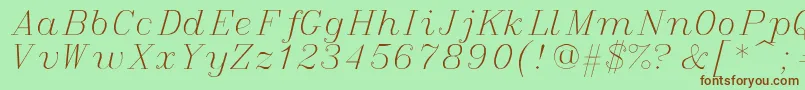 Fonte italic – fontes marrons em um fundo verde