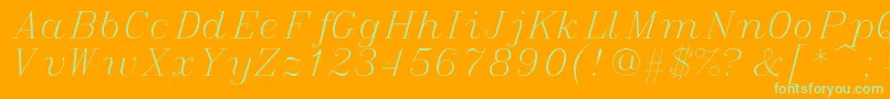 Fonte italic – fontes verdes em um fundo laranja