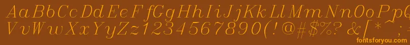 italic-Schriftart – Orangefarbene Schriften auf braunem Hintergrund