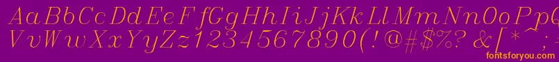 Fonte italic – fontes laranjas em um fundo violeta