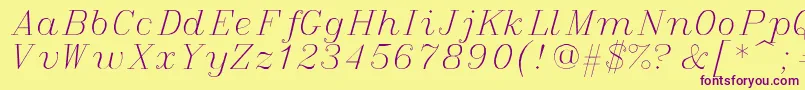 italic Font – Purple Fonts on Yellow Background