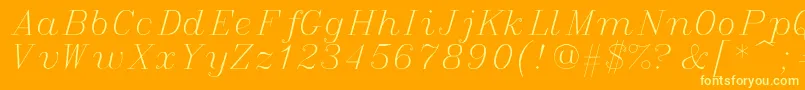 italic-Schriftart – Gelbe Schriften auf orangefarbenem Hintergrund