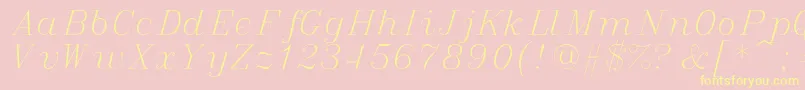 italic-Schriftart – Gelbe Schriften auf rosa Hintergrund