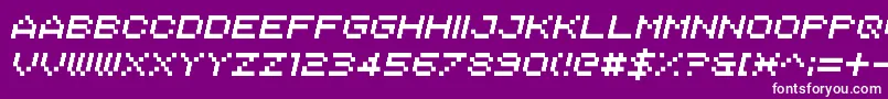 Italipixel-Schriftart – Weiße Schriften auf violettem Hintergrund