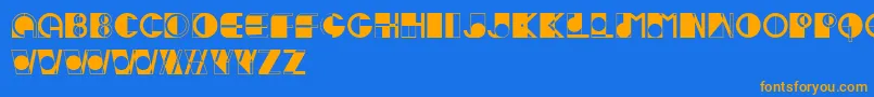 Ivan-Schriftart – Orangefarbene Schriften auf blauem Hintergrund