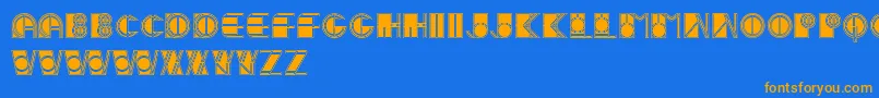 フォントIvanLinearFilled – オレンジ色の文字が青い背景にあります。